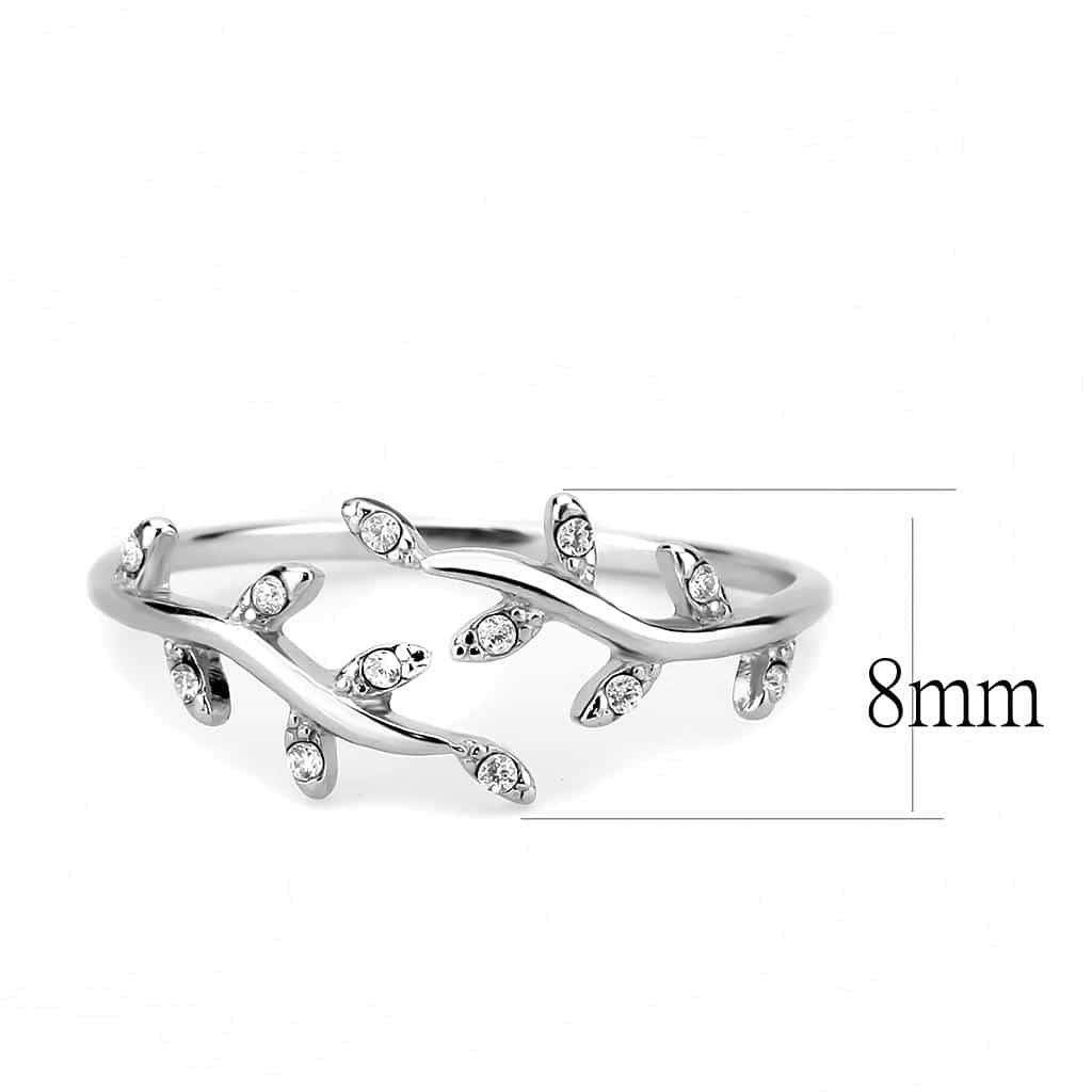Stainless Steel Polished Vine Leaf Wrap Open Band Ring view 3