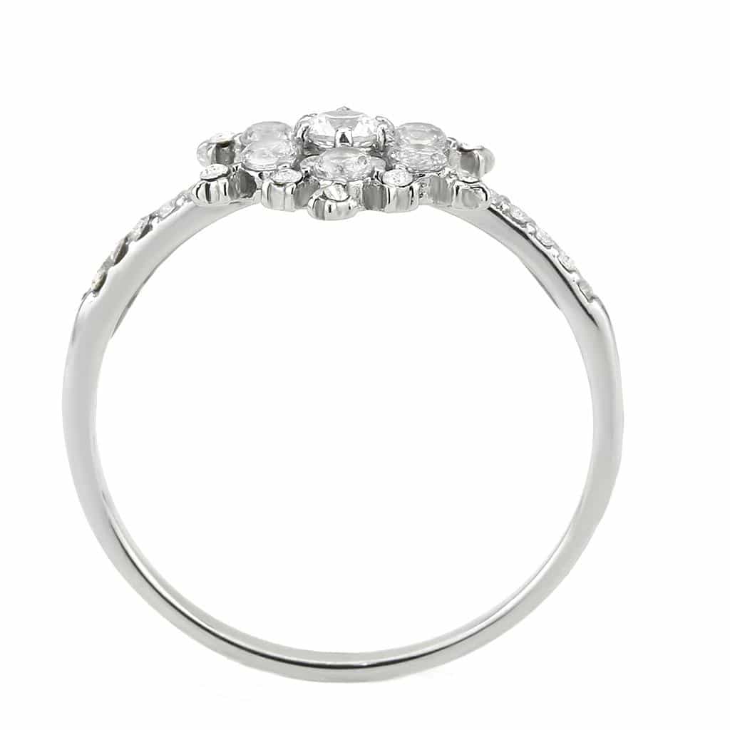 Stainless Steel CZ Round Pave Snowflake Starburst Cocktail Ring view 5