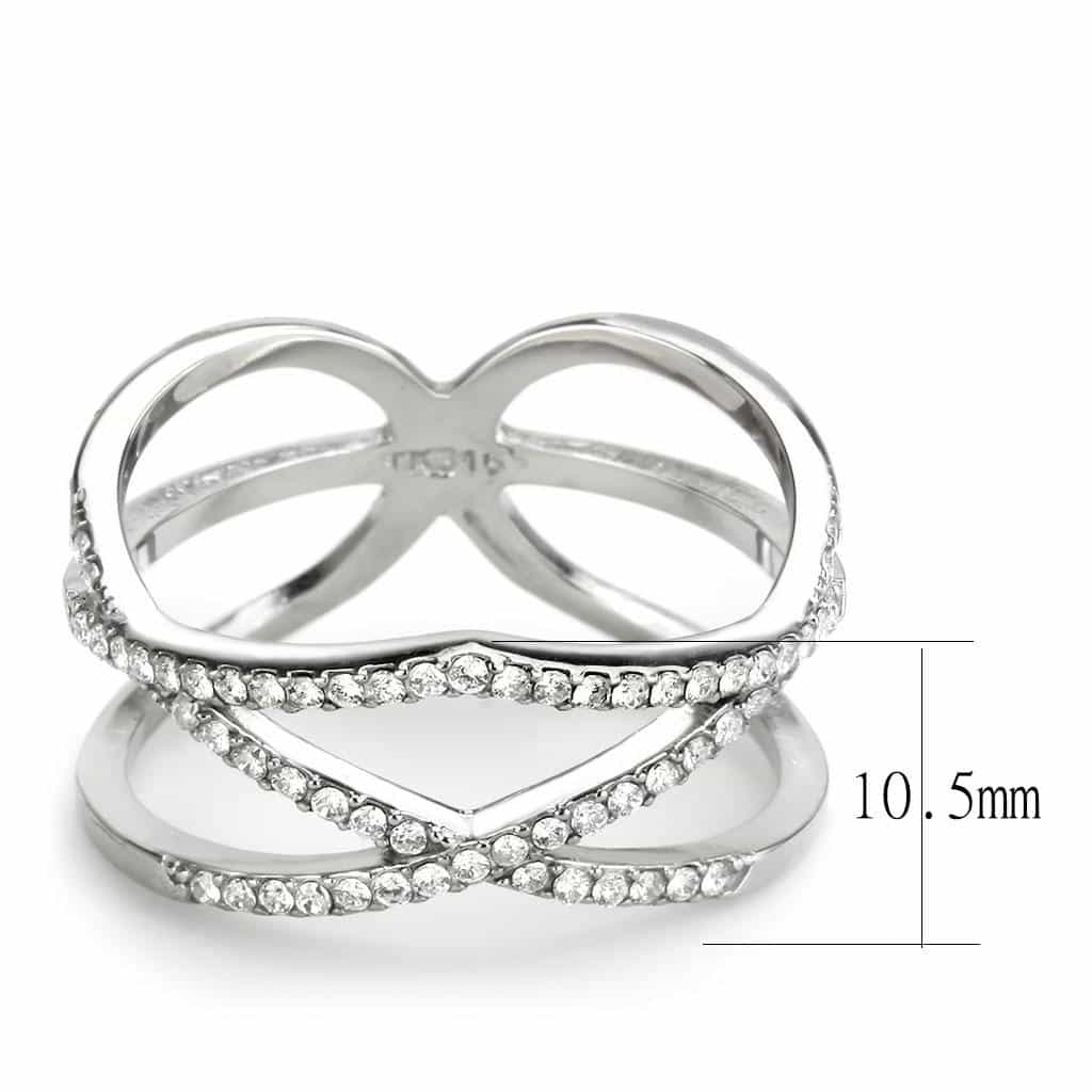 Stainless Steel CZ Pave Open Butterfly Double Band Ring view 3