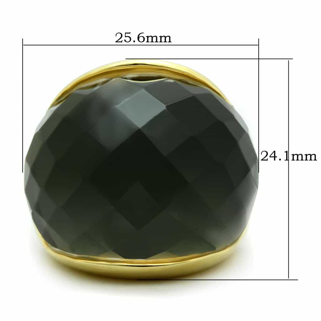 Brass Gold Black Onyx Faceted Dome Cocktail Ring view 3