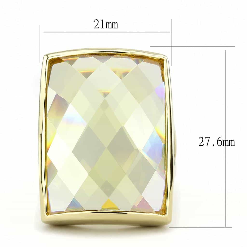 Brass Gold Yellow Citrine Faceted Cushion Cocktail Ring view 3