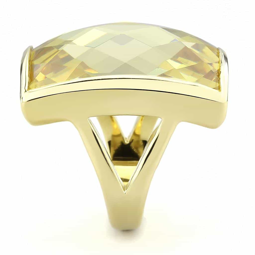 Brass Gold Yellow Citrine Faceted Cushion Cocktail Ring view 7