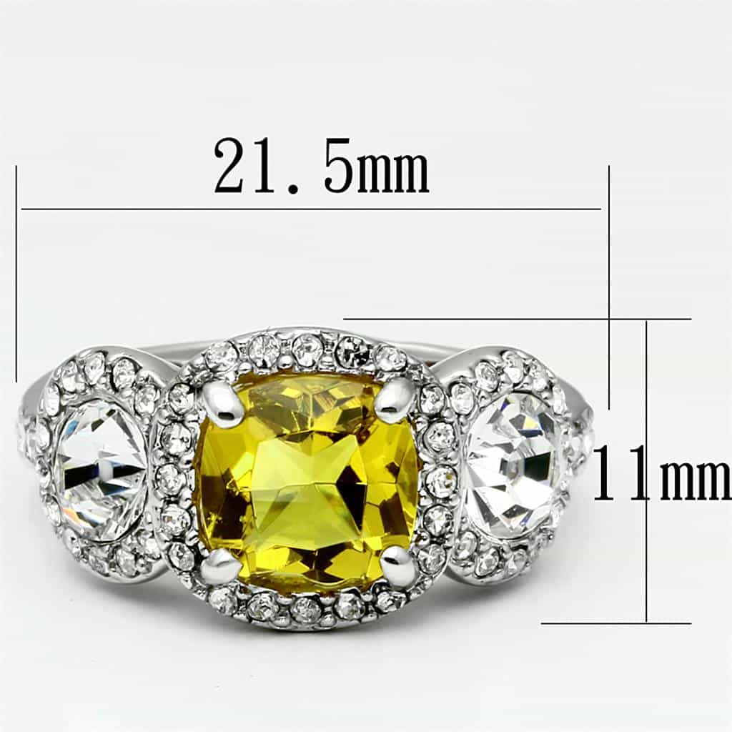 Brass Silver Yellow CZ Oval Clear CZ Triple Halo Cocktail Ring view 3