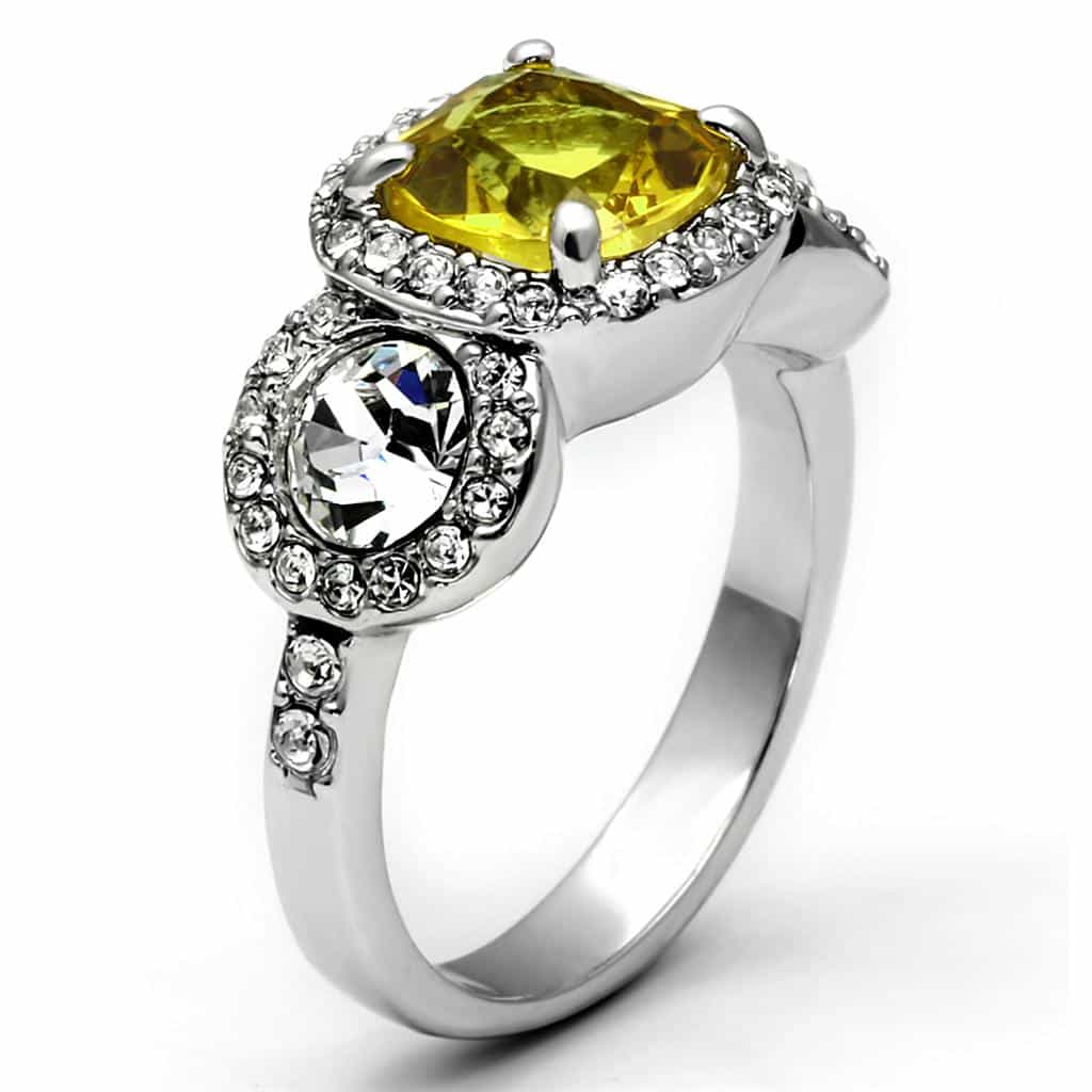 Brass Silver Yellow CZ Oval Clear CZ Triple Halo Cocktail Ring view 5