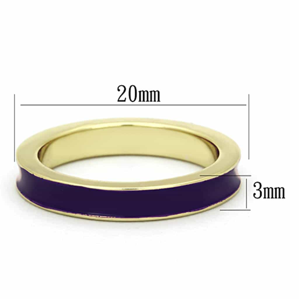Brass Gold Purple Enamel Polished Band Ring view 3
