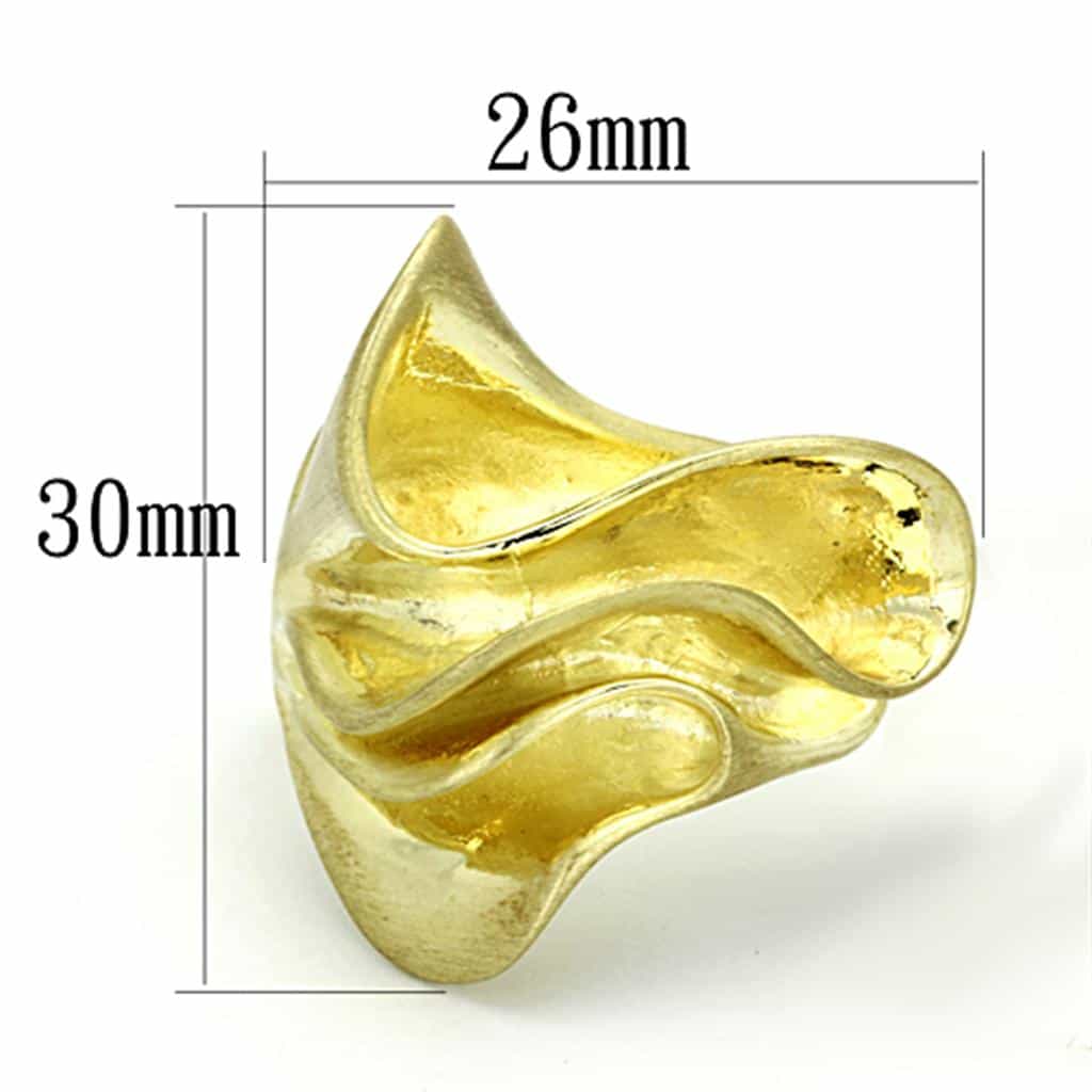 Brass Gold Brushed Satin Sculpted Wave Organic Cocktail Ring view 3