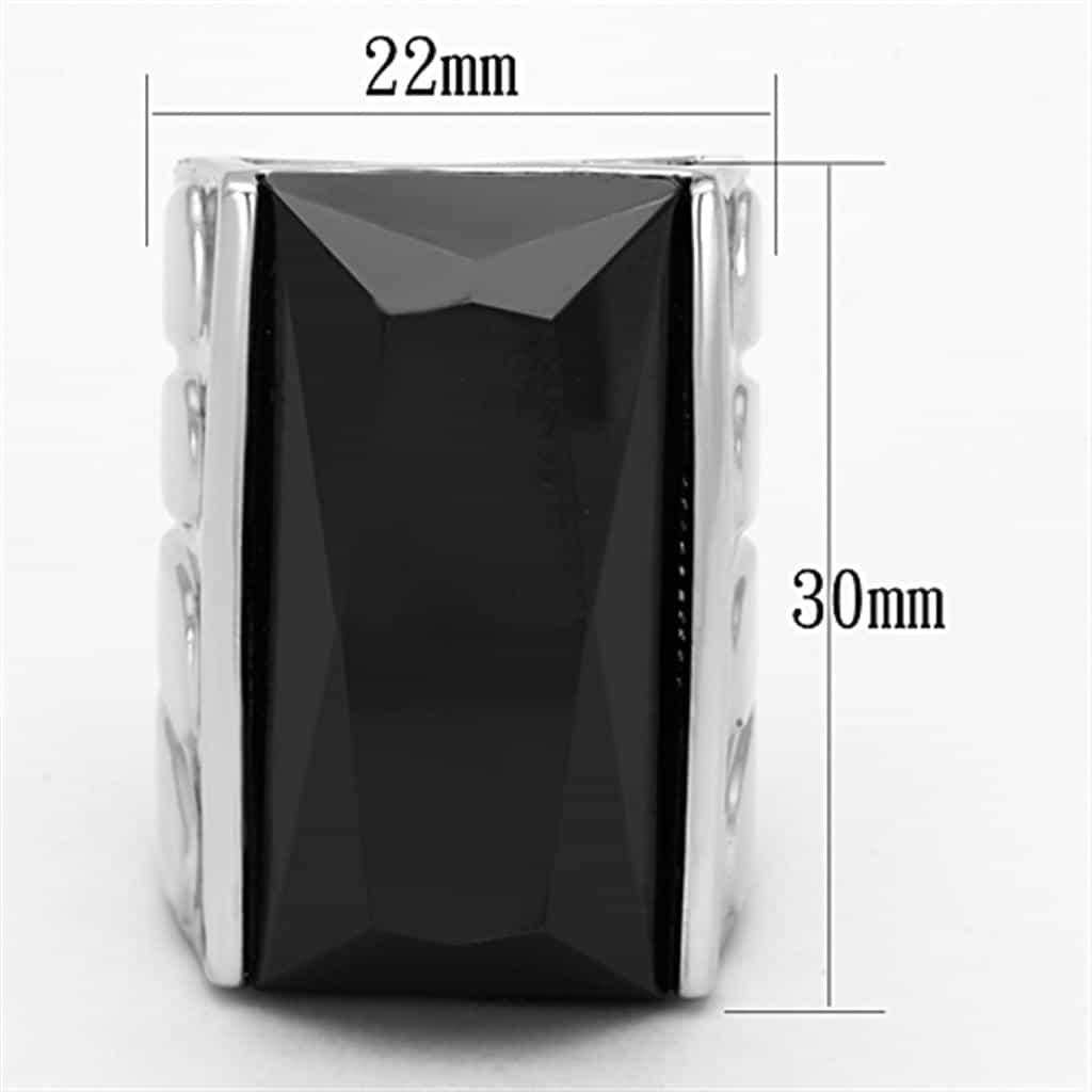 Brass Silver Black Onyx Faceted Emerald Cut Wide Cocktail Ring view 3