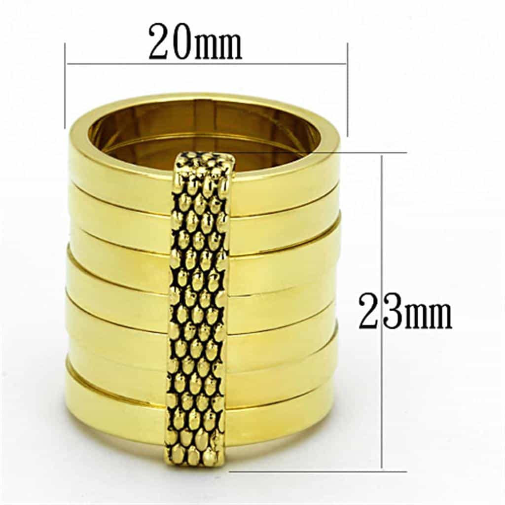 Brass Gold Honeycomb Mesh Texture Wide Band Cocktail Ring view 3