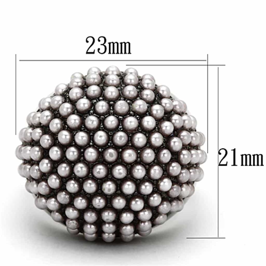 Brass Black IP Grey Pearl Bead Cluster Dome Cocktail Ring view 3
