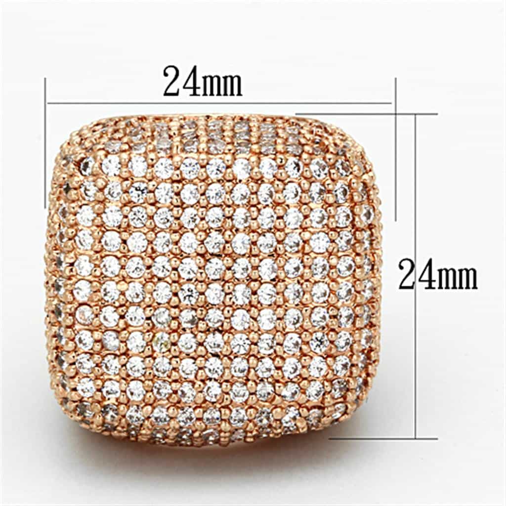Brass Rose Gold CZ Micro Pave Dome Cocktail Ring view 3