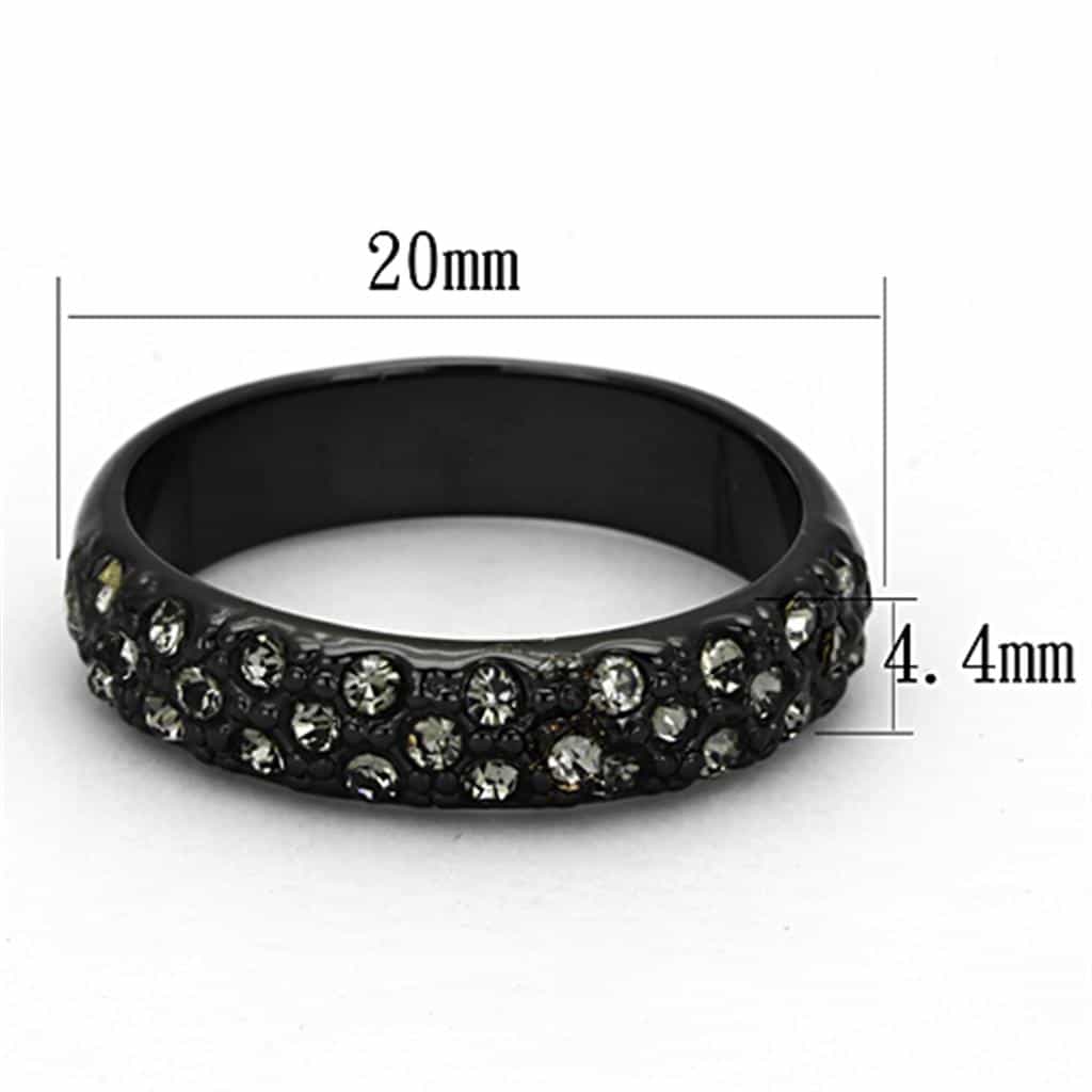 Brass Black IP Crystal Pave Multi Row Band Ring view 3