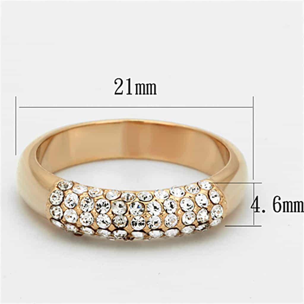 Brass Rose Gold Crystal Pave Dome Band Ring view 3