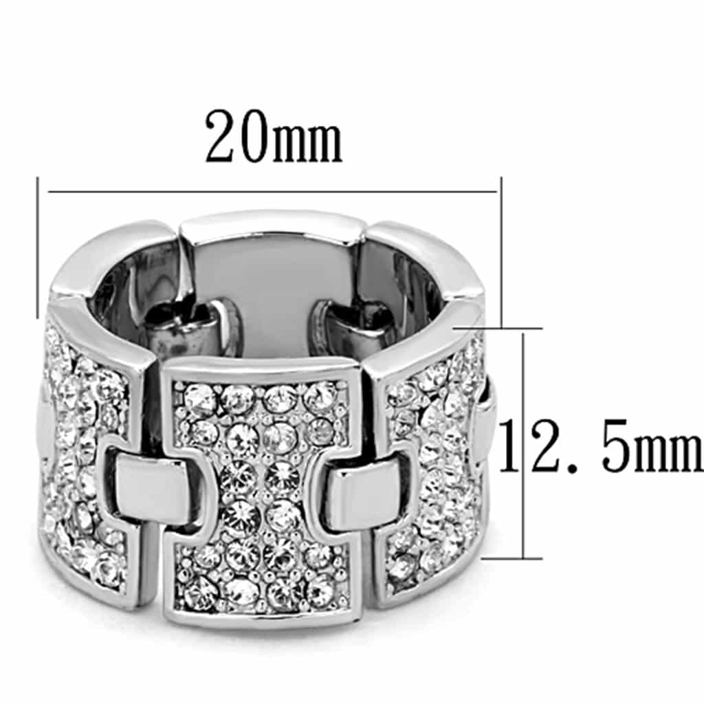 Brass Silver CZ Pave Buckle Wide Band Cocktail Ring view 3