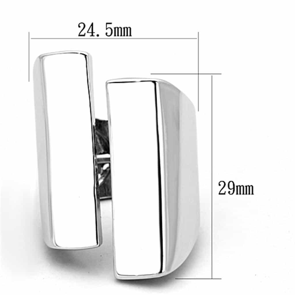 Brass Silver Polished Double Rectangle Bar Open Cocktail Ring view 3