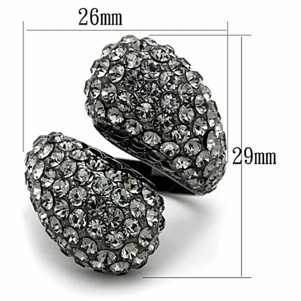 Brass Gunmetal Crystal Pave Triple Ball Dome Cocktail Ring view 3