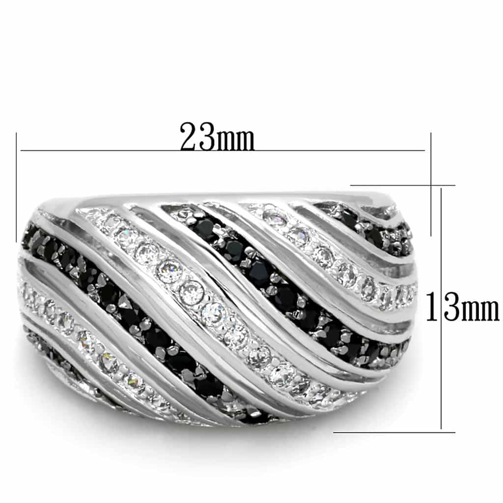 Brass Silver Black White CZ Multi Row Crossover Wave Ring view 3