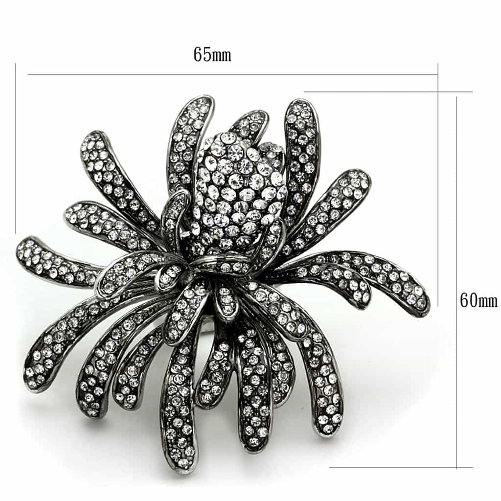 Brass Silver CZ Starburst Flower Cocktail Ring view 3