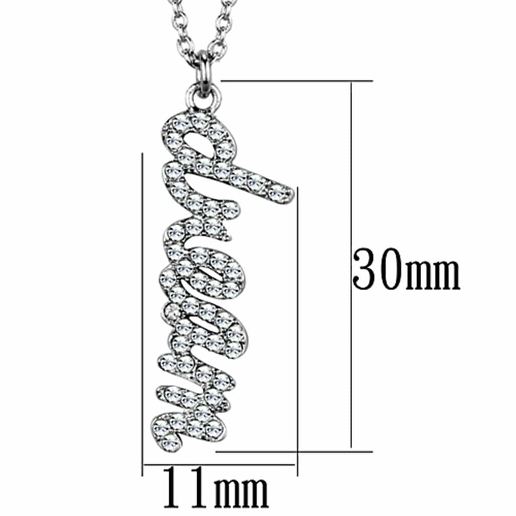 Brass Silver CZ Script Letter S Pendant Necklace view 3