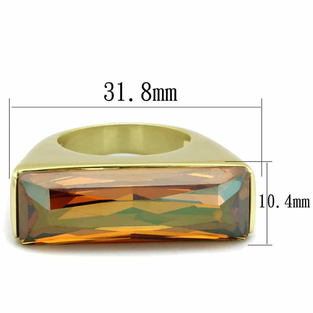 Brass Gold Topaz Baguette Bar Flat Top Cocktail Ring view 3