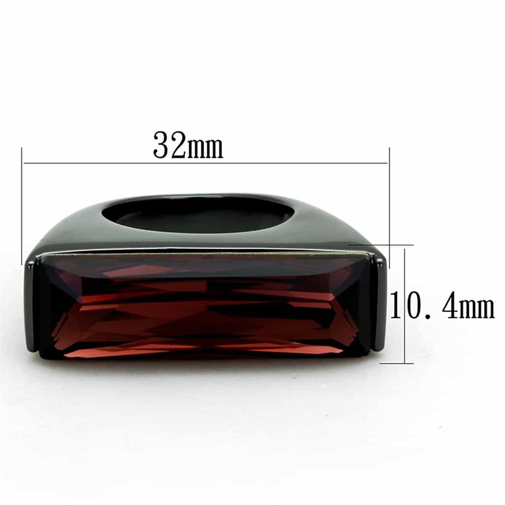 Brass Black Red Garnet Baguette Bar Cocktail Ring view 3
