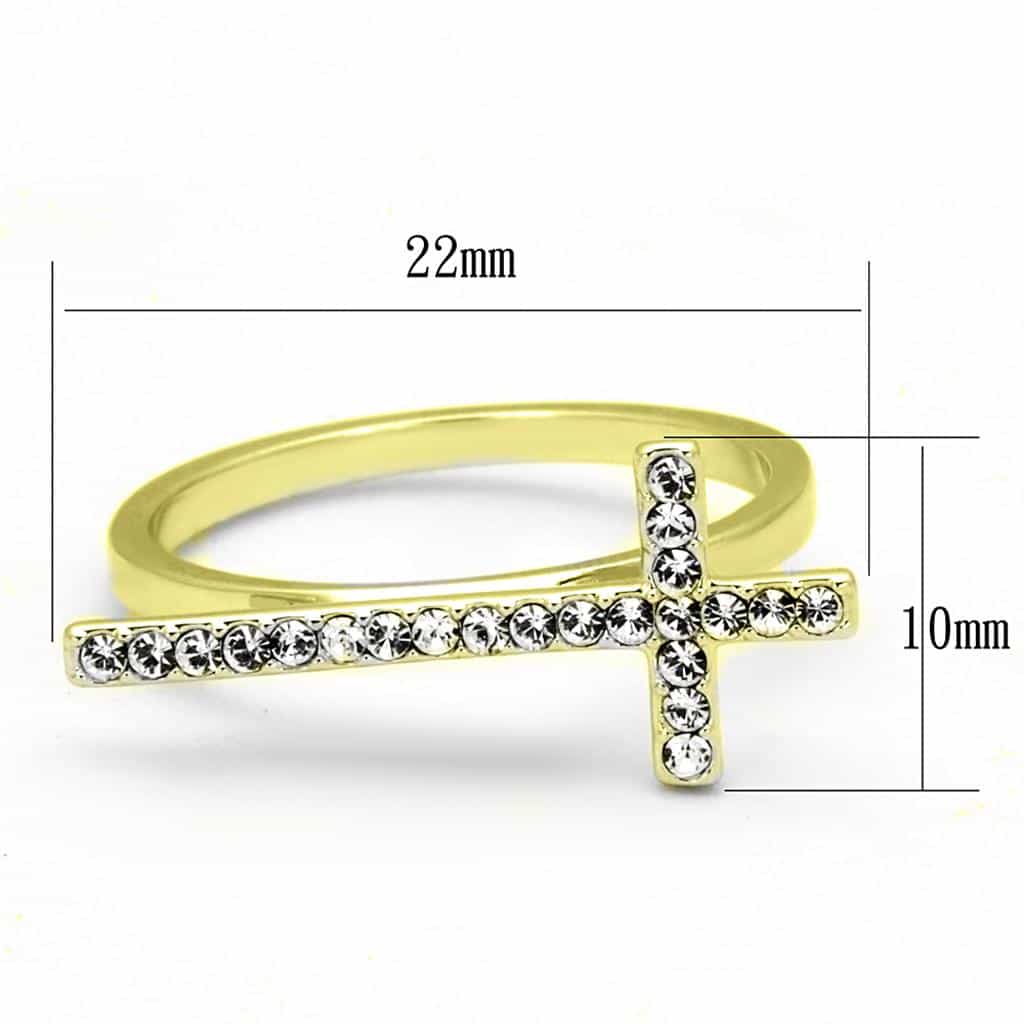 Brass Gold CZ Pave Cross Cocktail Ring view 3