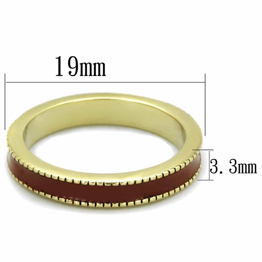 Brass Gold Brown Enamel Milgrain Slim Band Ring view 3