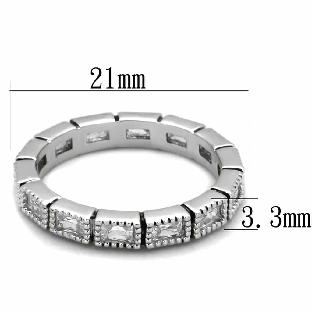 Brass Silver CZ Baguette Channel Set Eternity Band Ring view 3