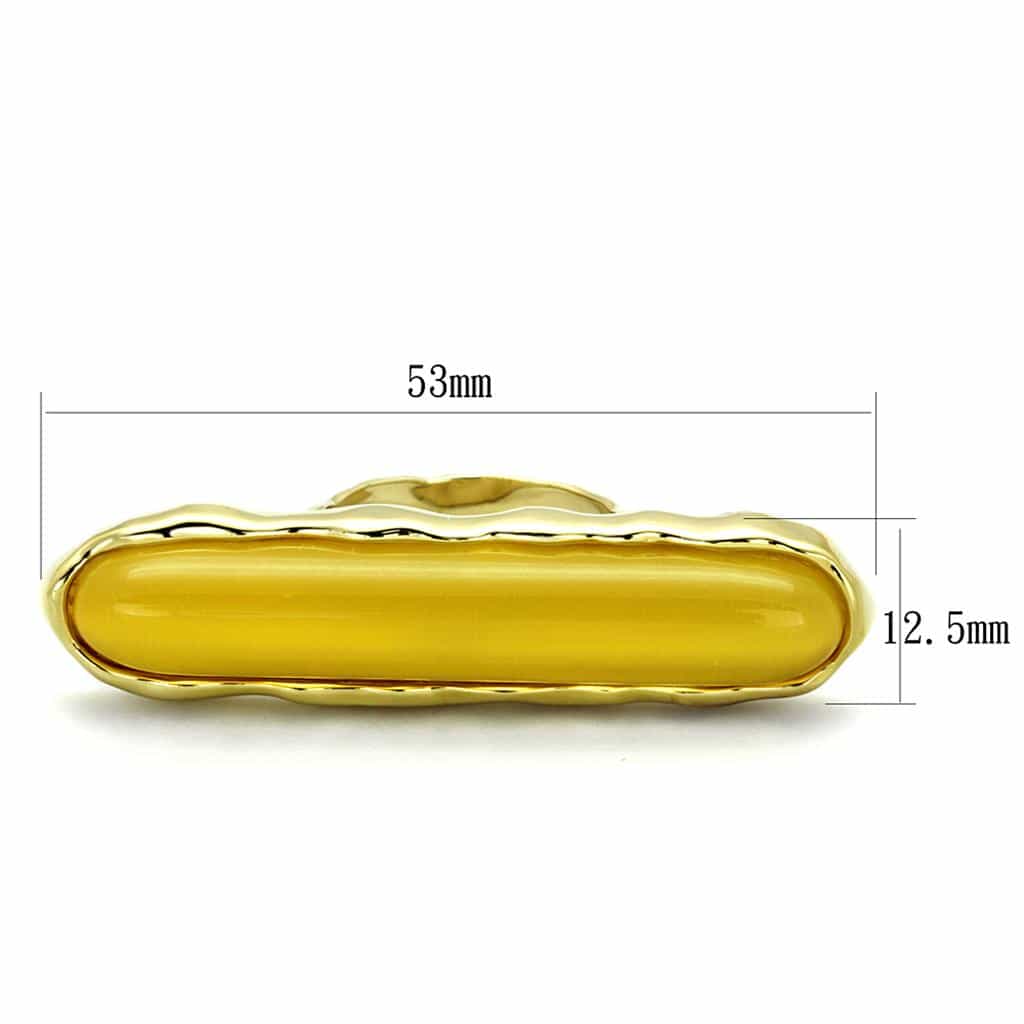 Brass Gold Yellow Enamel Elongated Two Finger Ring view 3