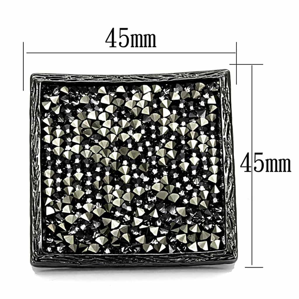 Brass Gunmetal CZ Pave Diamond Shape Square Cocktail Ring view 3