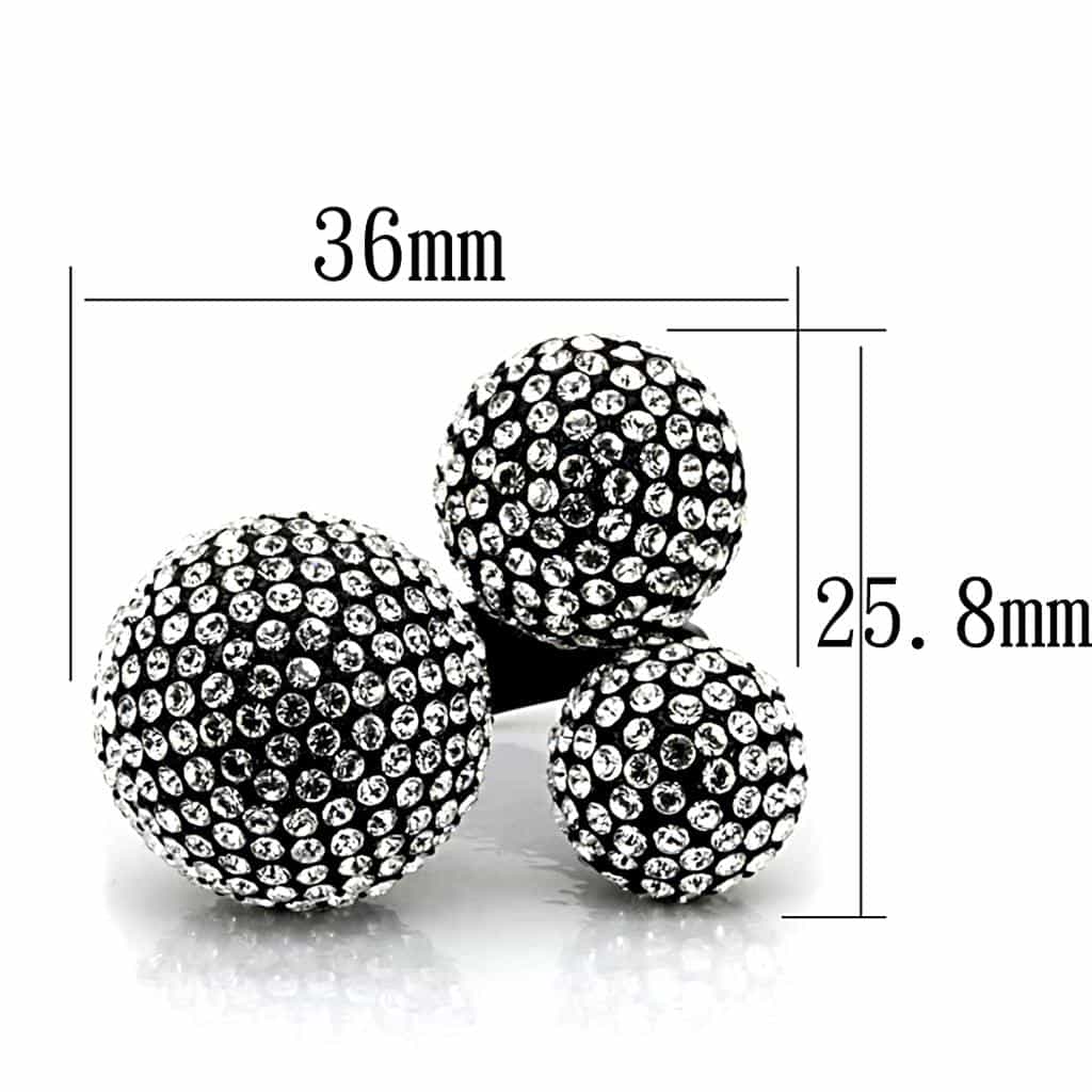 Brass Silver CZ Pave Triple Ball Cocktail Ring view 3