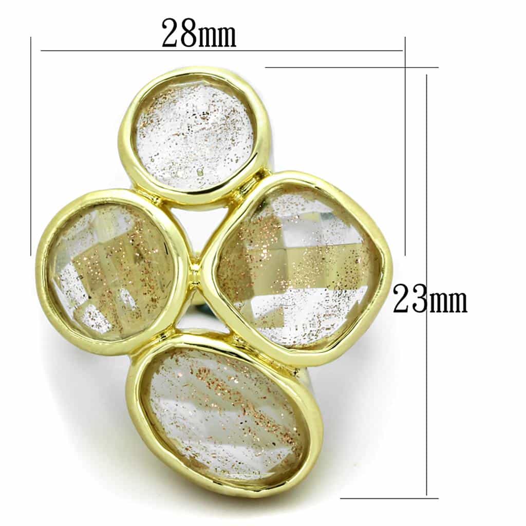 Brass Gold Yellow Glitter Cabochon Multi Stone Cocktail Ring view 3