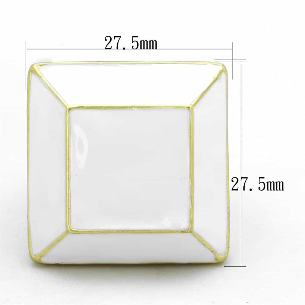 Brass Gold White Enamel Geometric Cube Cocktail Ring view 3