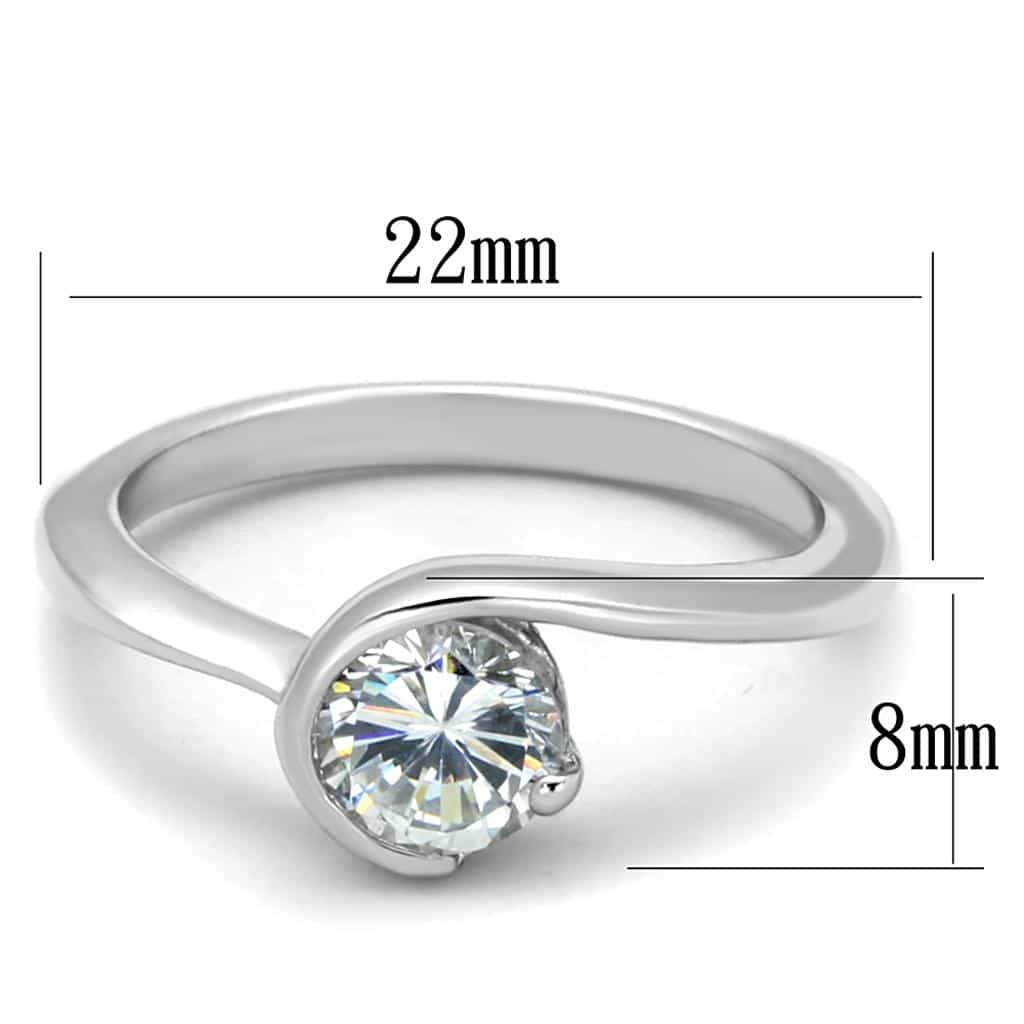 Brass Silver CZ Round Bezel Solitaire Ring view 3