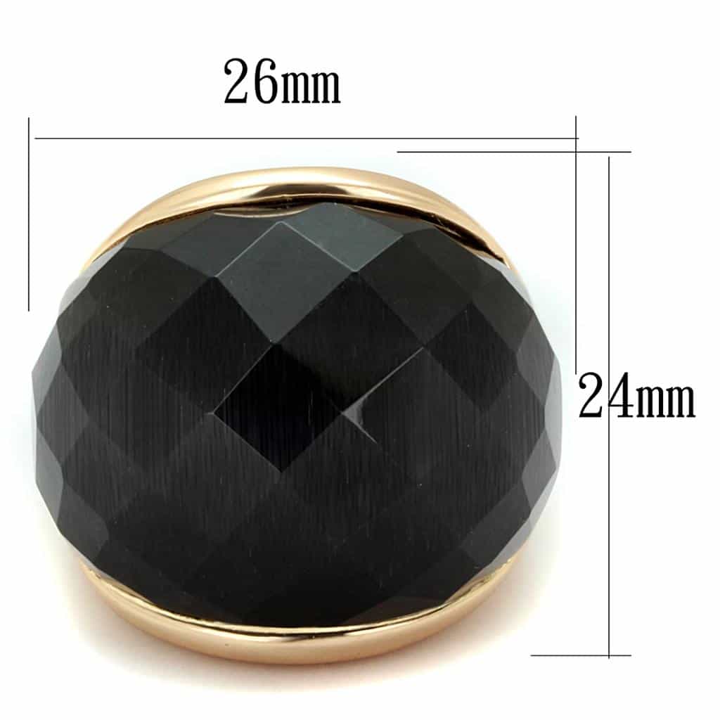 Brass Rose Gold Black Faceted Dome Cocktail Ring view 3