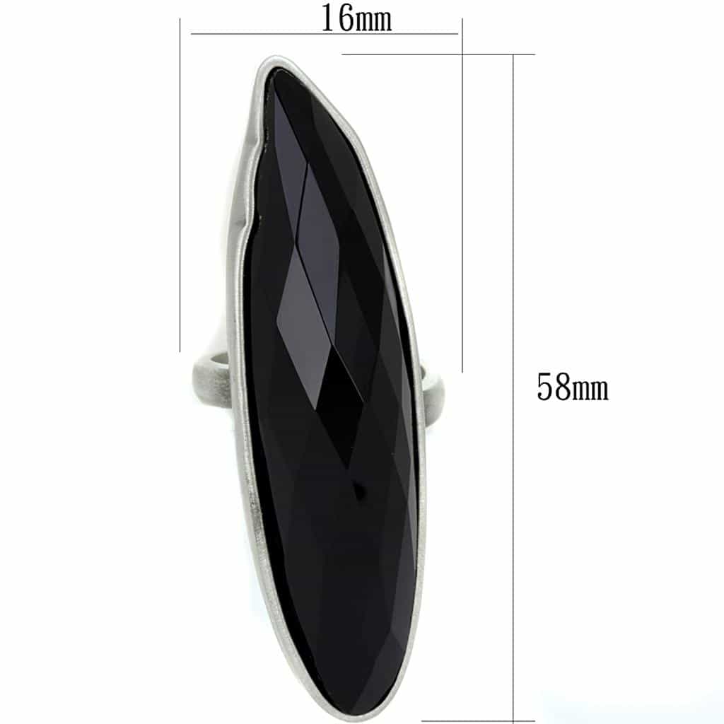 Brass Black Onyx Faceted Marquise Elongated Cocktail Ring view 3