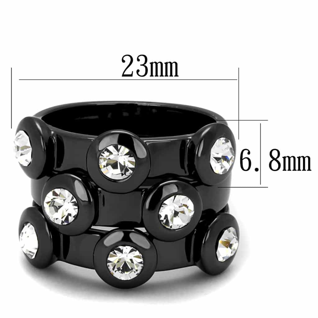 Brass Black CZ Bezel Stud Wide Band Stackable Ring view 3