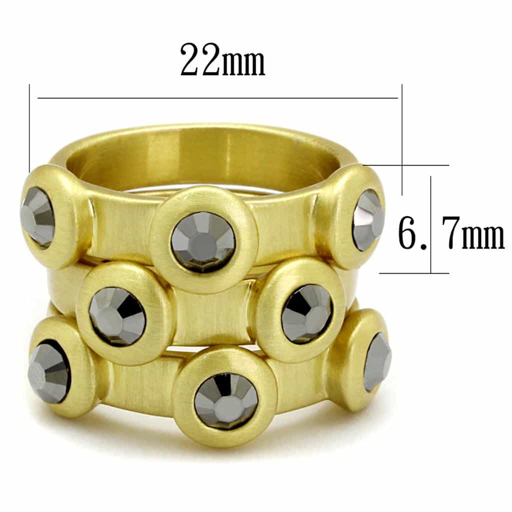 Brass Gold Gunmetal CZ Bezel Stud Wide Band Stackable Ring view 3