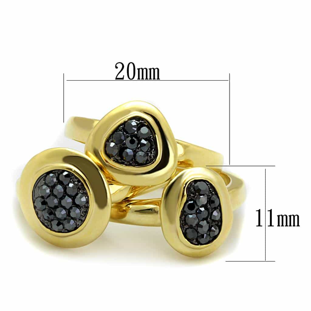 Brass Gold Black CZ Pave Double Circle Stackable Ring view 3