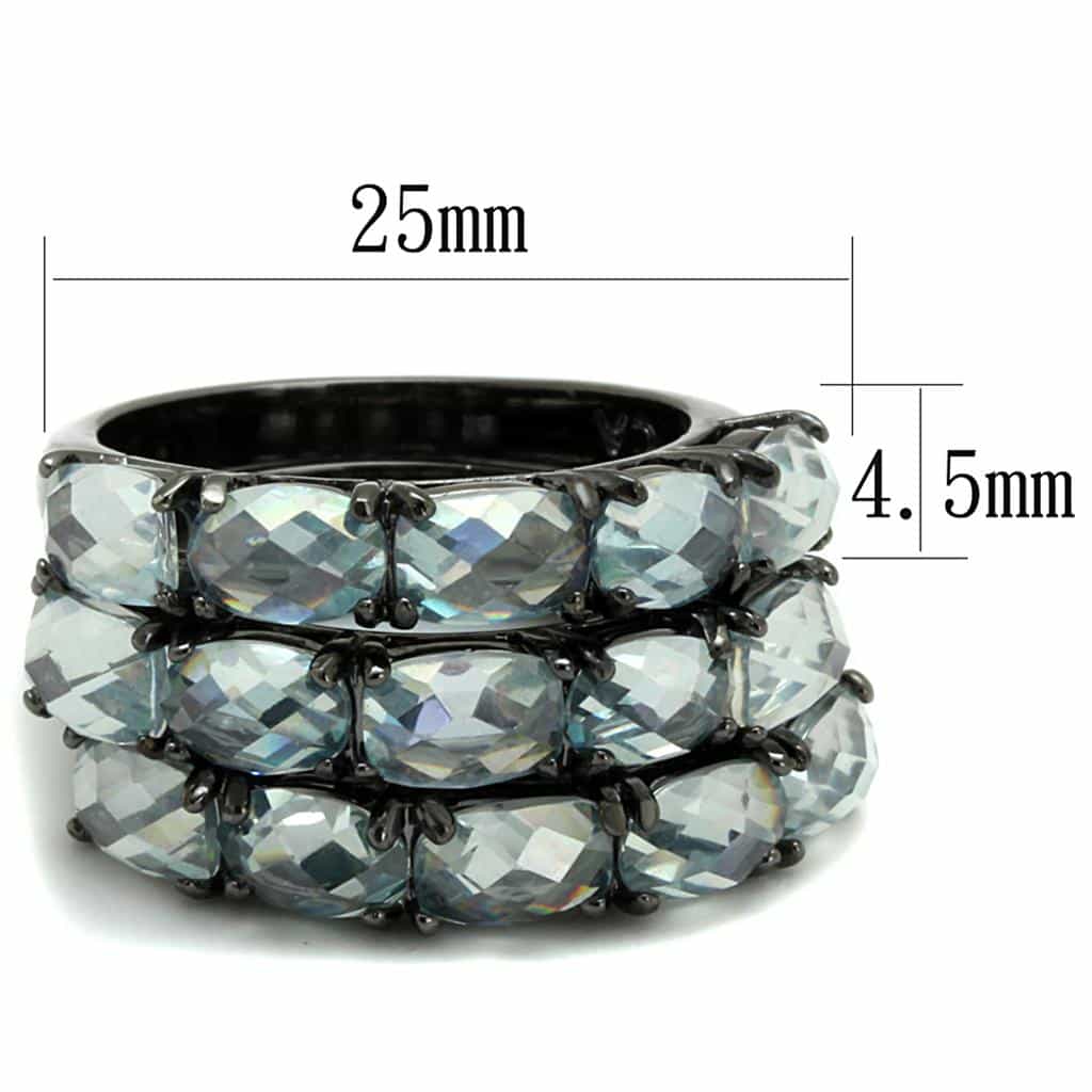 Brass Gunmetal Crystal Multi Stone Cluster Wide Band Ring view 3