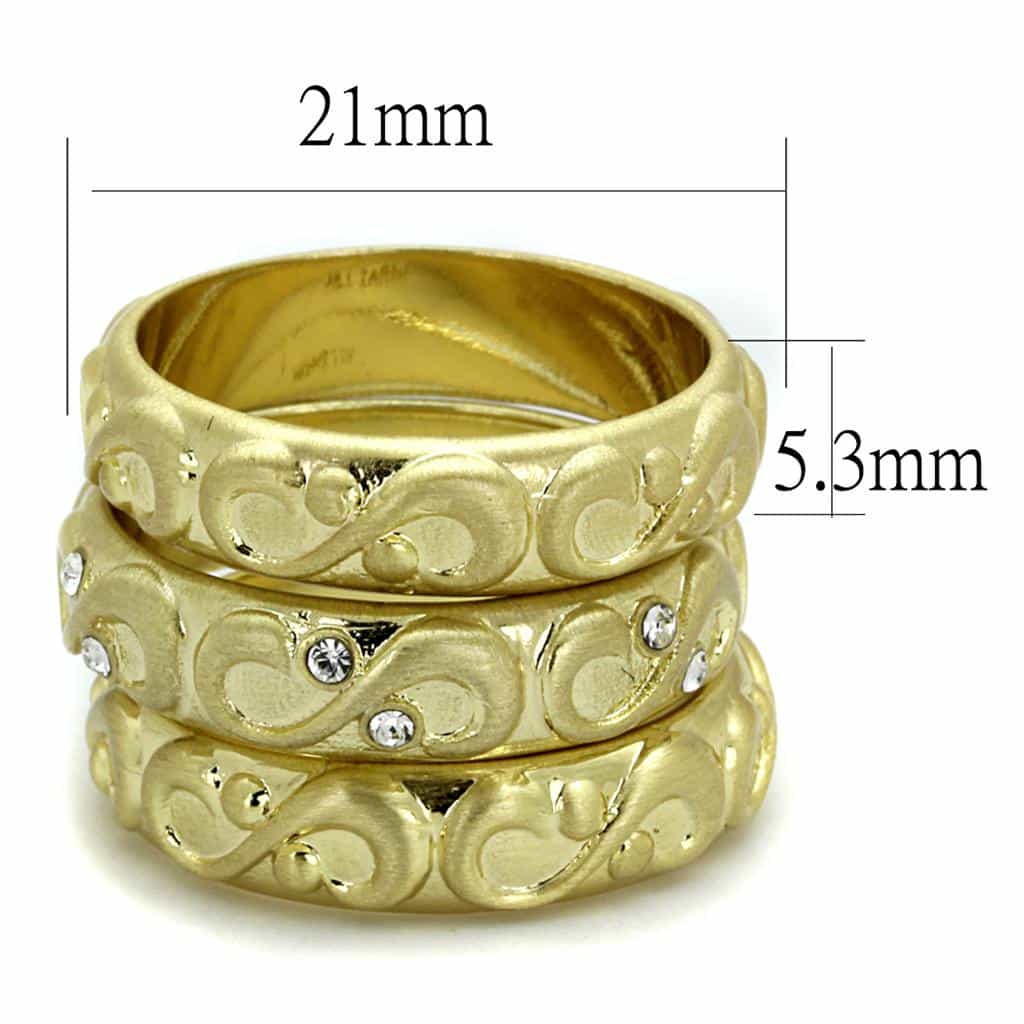 Brass Gold CZ Scroll Filigree Wide Stackable Band Ring view 3