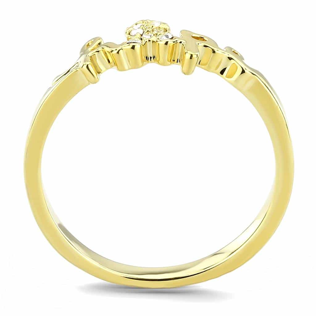Brass Gold CZ Script Hope Word Ring view 5