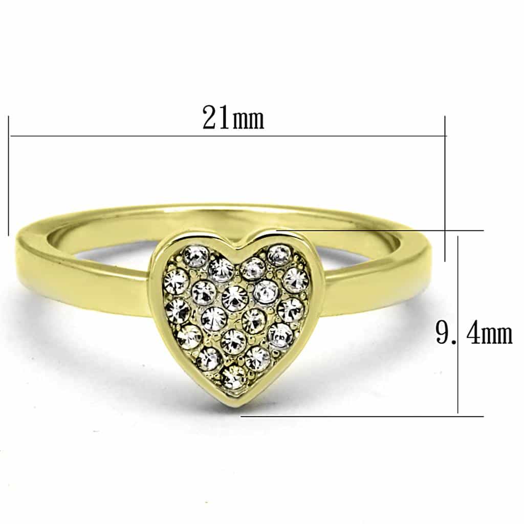 Brass Gold CZ Pave Heart Ring view 3