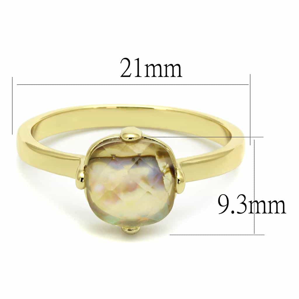 Brass Gold Pearl Round Cabochon Solitaire Ring view 3