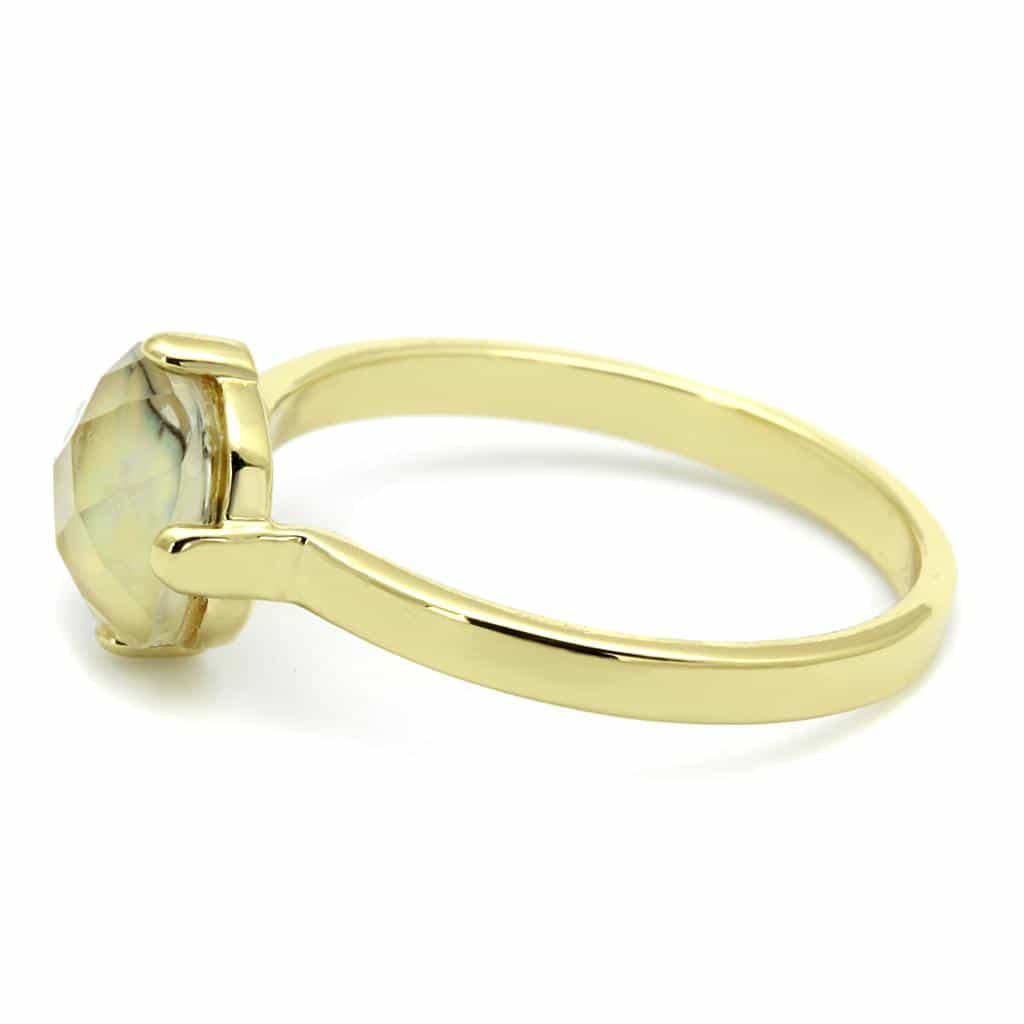 Brass Gold Pearl Round Cabochon Solitaire Ring view 5