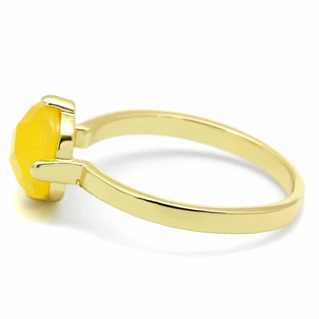 Brass Gold Yellow Faceted Round Solitaire Ring view 5