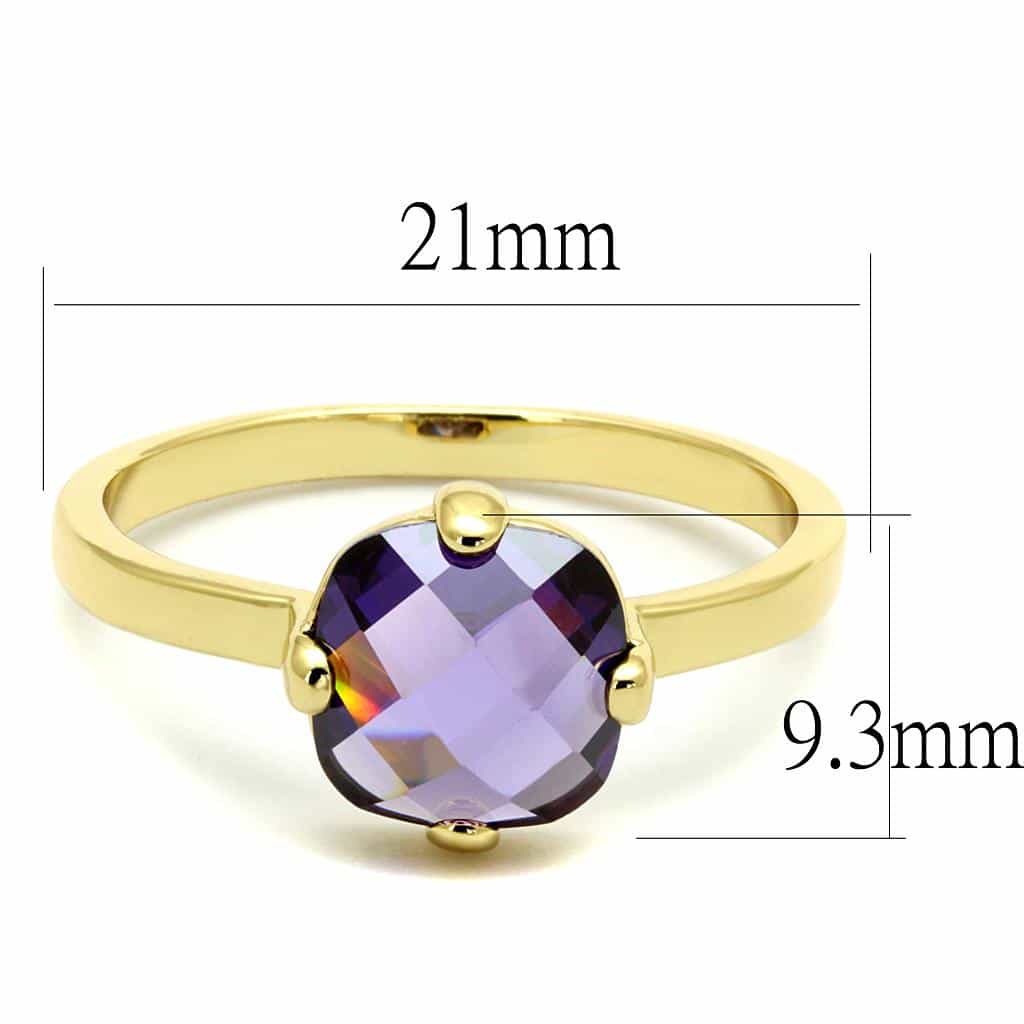 Brass Gold Purple Amethyst Round Faceted Solitaire Ring view 3