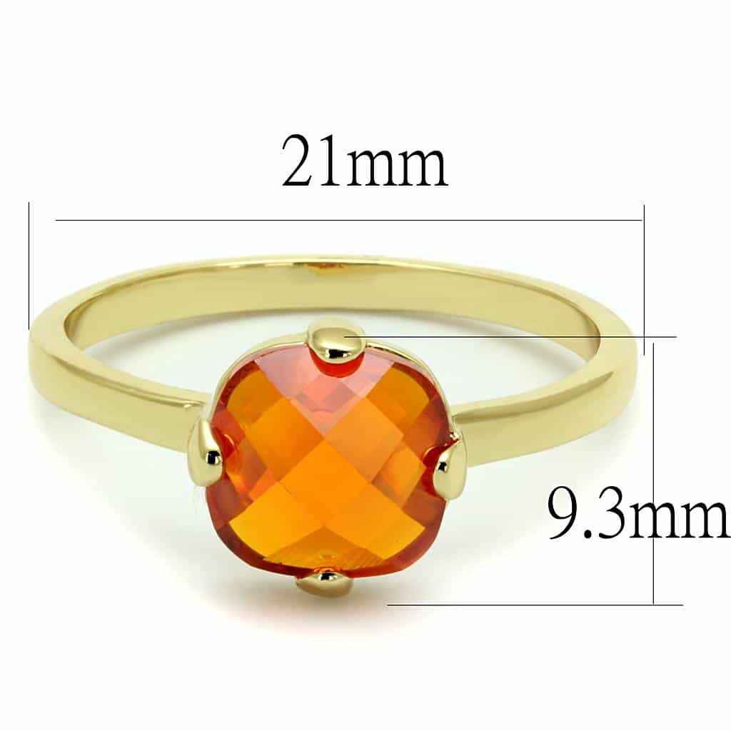 Brass Gold Orange Round Faceted Solitaire Ring view 3