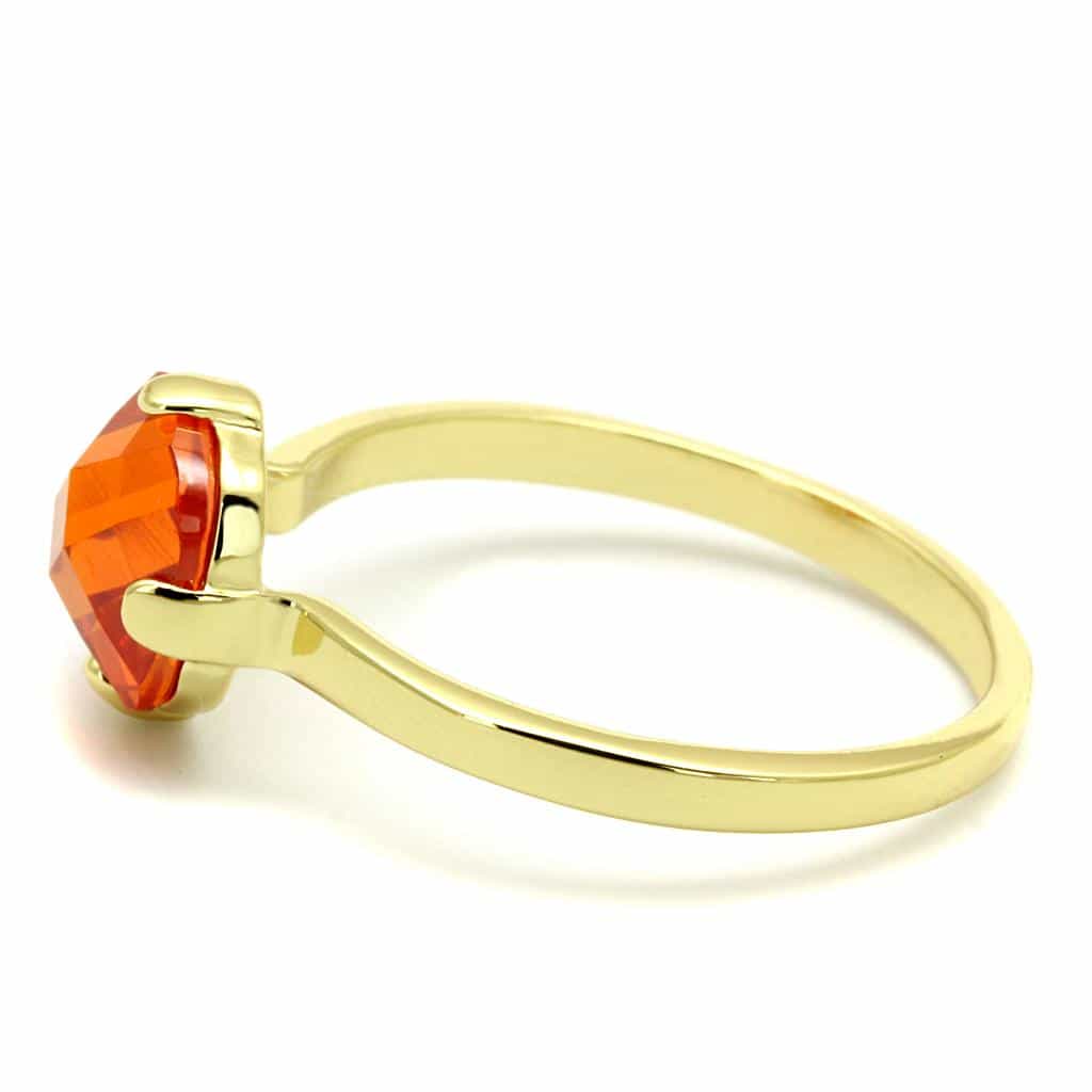 Brass Gold Orange Round Faceted Solitaire Ring view 5