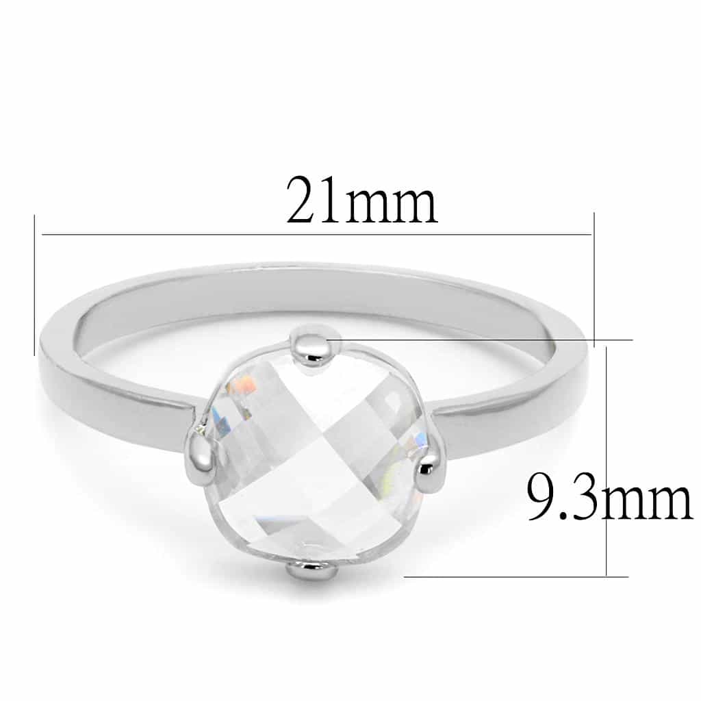 Brass Silver Clear Round Faceted Solitaire Ring LO4080 view 3