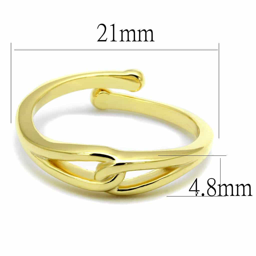 Brass Gold Polished Plain Adjustable Heart Toe Ring view 3